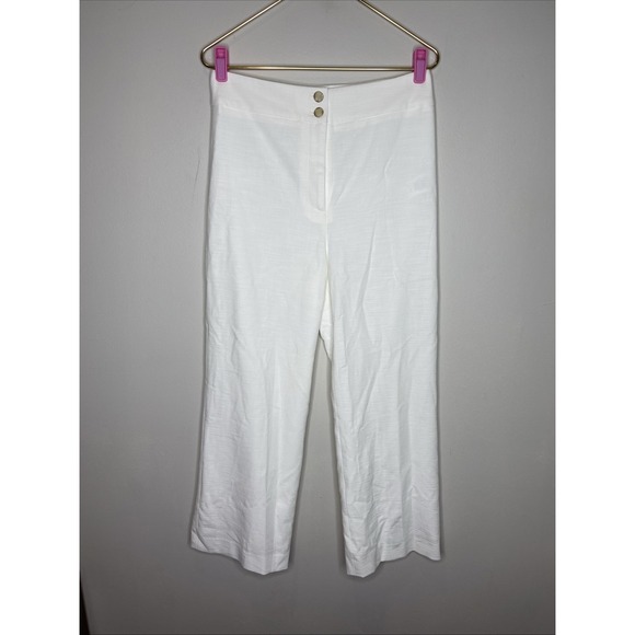 Veronica Beard Jeanne Grain de Poudre Wide Leg White Pants Size 8 - Picture 2 of 11